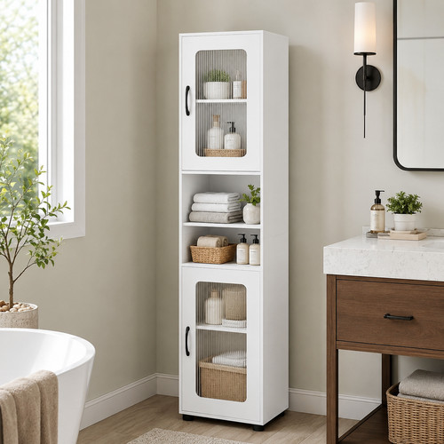 Tall bathroom cabinet white - cabinet,